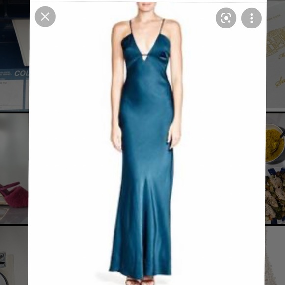 and by Allen Schwartz Navy “Bias” Satin Slip Gown Size 6 - Picture 1 of 10